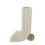 ΚΕΡΑΜΙΚΟ ΒΑΖΟ ΜΟΝΤΕΡΝΟ ΓΡΑΜΜΕΣ ΛΕΥΚΟ ΜΑΤ ΜΕ ΜΠΑΛΑ ΧΡΥΣΗ 25Χ10Χ34,5ΕΚ