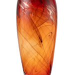 ΔΙΑΚΟΣΜΗΤΙΚΟ ΒΑΖΟ ΧΕΙΡΟΠΟΙΗΤΟ ΑΠΌ ΓΥΑΛΙ ΜΕ ΚΟΚΚΙΝΟ ΧΡΥΣΟ ΣΧΕΔΙΟ 21Χ21Χ49,5ΕΚ