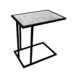 ΒΟΗΘΗΤΙΚΟ ΤΡΑΠΕΖΑΚΙ ELEGANZA1-7775 ΜΕ ΟΨΗ ΛΕΥΚΟ ΜΑΡΜΑΡΟ ΜΕ ΓΚΡΙ ΝΕΡΑ - Image 2