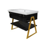 ΕΠΙΠΛΟ ΜΠΑΝΙΟΥ 7767 GOLD-OLTRE 100 cm ΣΕ ΟΨΗ ΜΑΥΡΟΥ ΜΑΡΜΑΡΟΥ ΜΕ ΡΑΦΙ - Image 2