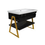 ΕΠΙΠΛΟ ΜΠΑΝΙΟΥ 7767 GOLD-OLTRE 100 cm ΣΕ ΟΨΗ ΜΑΥΡΟΥ ΜΑΡΜΑΡΟΥ ΜΕ ΡΑΦΙ - Image 3