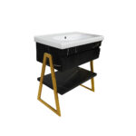 ΕΠΙΠΛΟ ΜΠΑΝΙΟΥ 7767 GOLD-OLTRE 80 cm ΣΕ ΟΨΗ ΜΑΥΡΟΥ ΜΑΡΜΑΡΟΥ ΜΕ ΡΑΦΙ - Image 3