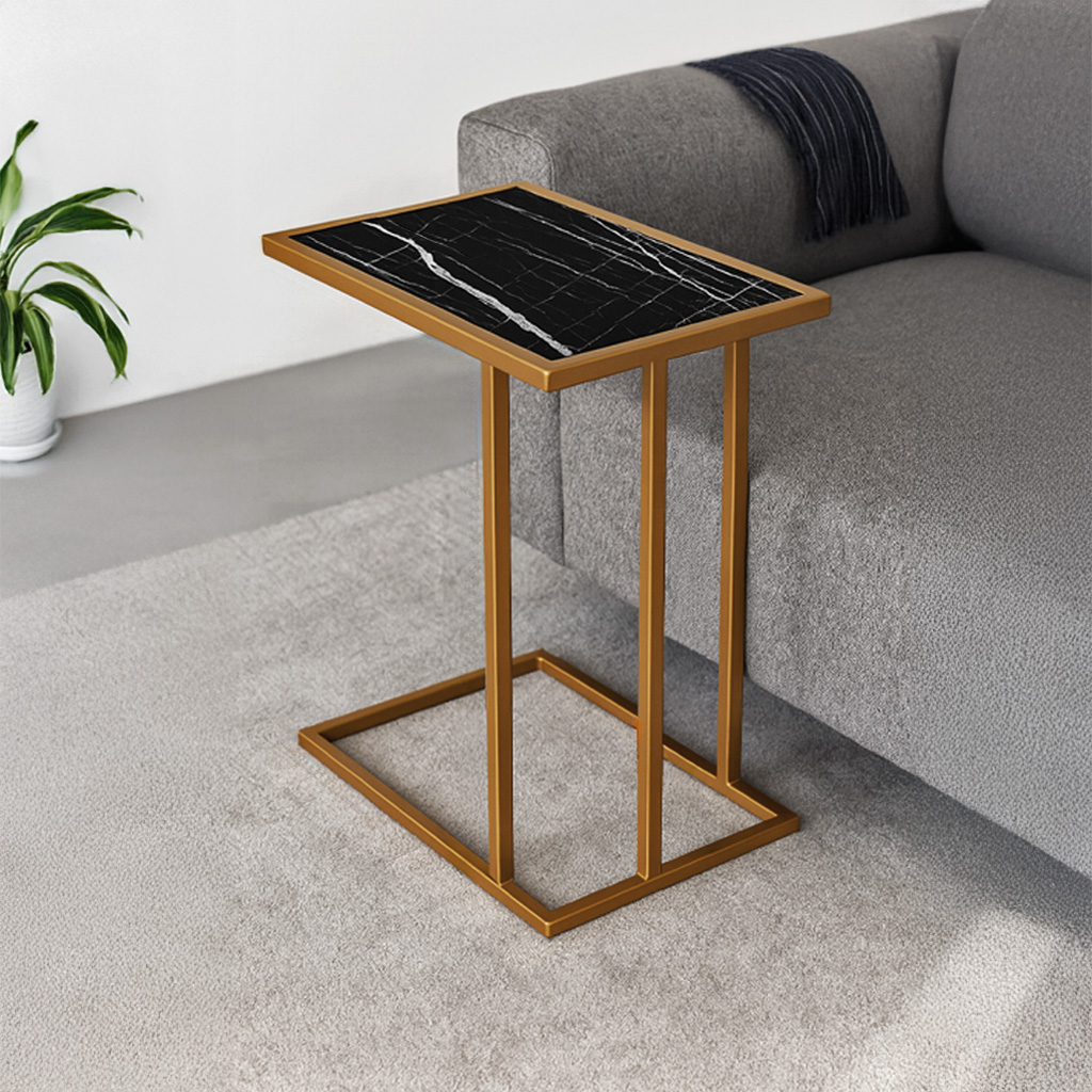 7767 gold Normal Decor ΒΟΗΘΗΤΙΚΟ ΤΡΑΠΕΖΑΚΙ ELEGANZA-7767 ΣΕ ΟΨΗ ΜΑΥΡΟΥ ΜΑΡΜΑΡΟΥ - Image 1