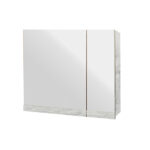 Κρεμαστό Ντουλάπι Μπάνιου Brilia60 με Διπλό Καθρέφτη & Επένδυση Μελαμίνης Με Όψη Με Όψη Λευκού Μάρμαρου & Γκρί Νερά