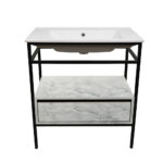 ΕΠΙΠΛΟ ΜΠΑΝΙΟΥ ZENOS 7775 ΠΛΑΤΟΥΣ 85cm ΣΕ ΟΨΗ ΛΕΥΚΟΥ ΜΑΡΜΑΡΟΥ ΜΕ ΓΚΡΙ ΝΕΡΑ - Image 2