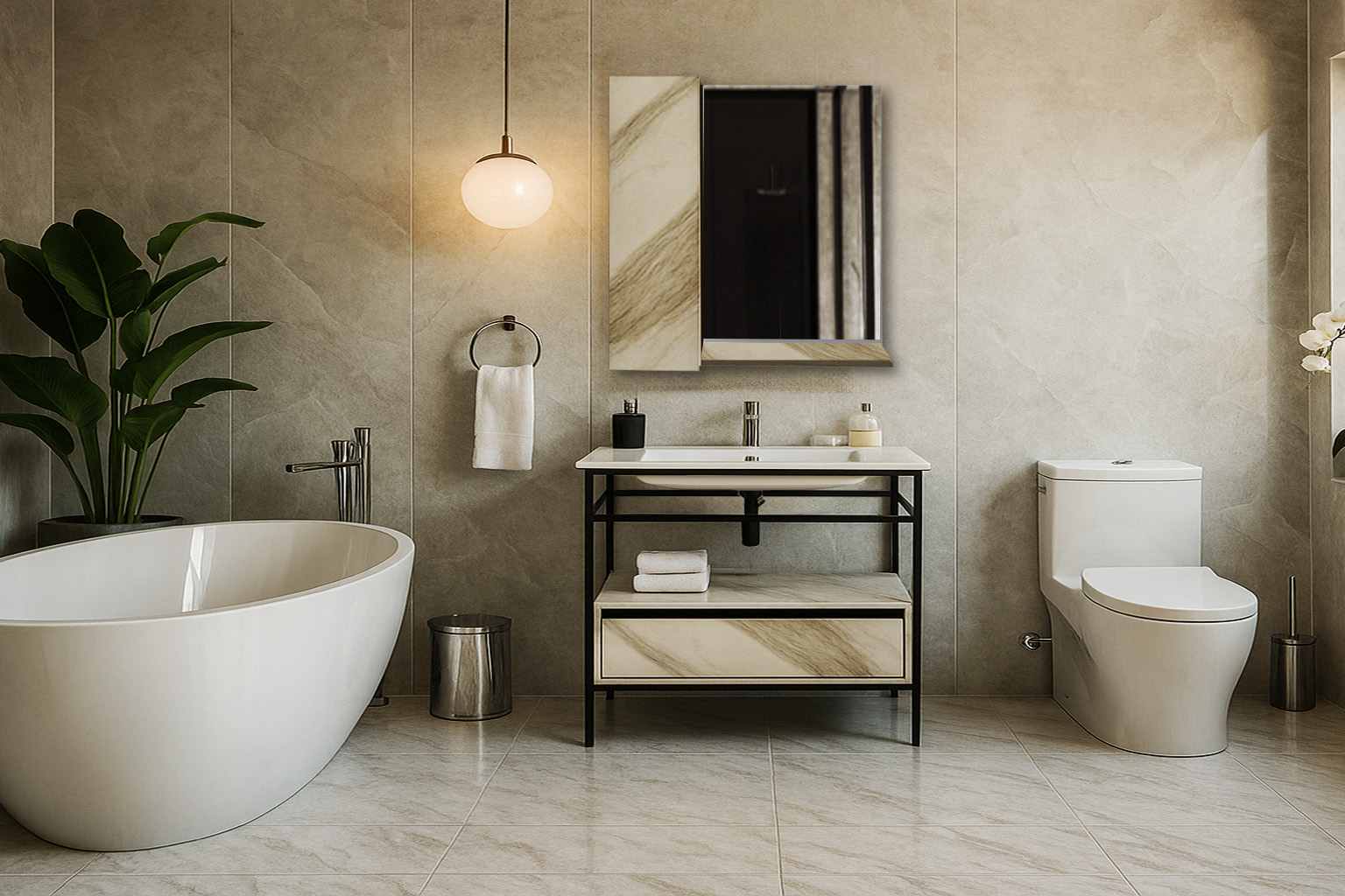 Bath 1 Progetto 85ari ΕΠΙΠΛΟ ΜΠΑΝΙΟΥ ZENOS PROGETTO ΠΛΑΤΟΥΣ 85cm ΜΕ ΕΦΕ ΛΕΥΚΟΥ ΜΑΡΜΑΡΟΥ ΜΕ ΜΠΕΖ ΝΕΡΑ - Image 1