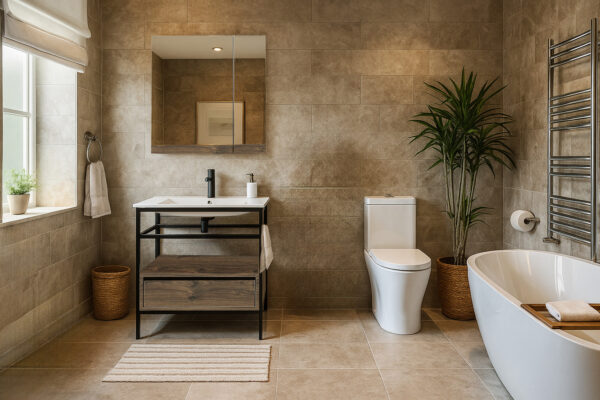 ΕΠΙΠΛΟ ΜΠΑΝΙΟΥ ZENOS 7763 ΠΛΑΤΟΥΣ 75 cm ΣΕ ΑΠΟΧΡΩΣΗ ΣΚΟΥΡΟ ΚΑΦΕ