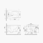 Λεκάνη Κρεμαστή Πορσελάνης Cerastyle City Rimless με Μείκτη Μπιντέ Ζεστό-Κρύο Νερό 019100-d Λευκή Σετ - Image 2