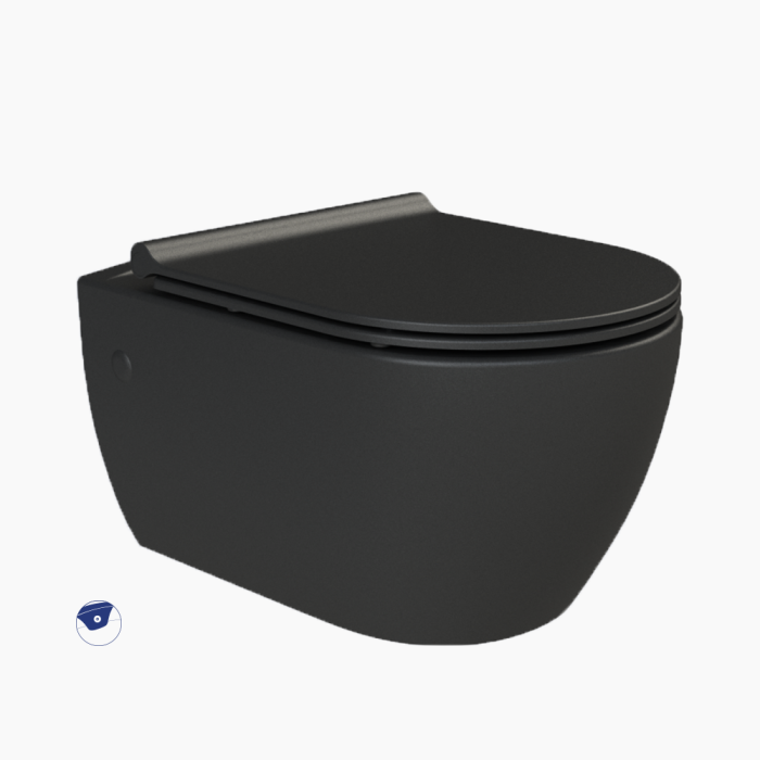 City wc bidet Black-700x700 Λεκάνη Κρεμαστή Πορσελάνης Cerastyle City Rimless με Μπιντέ 019109-97 Ματ Μαύρο Σετ - Image 1