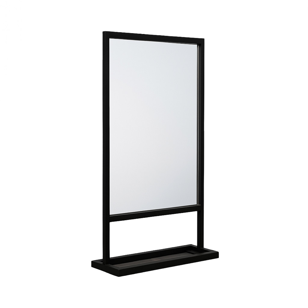 DARKO BL 60 Καθρέφτης Μπάνιου Darko60 με Μαύρο Μεταλλικό Πλαίσιο & Βάση Αποθήκευσης - Image 1