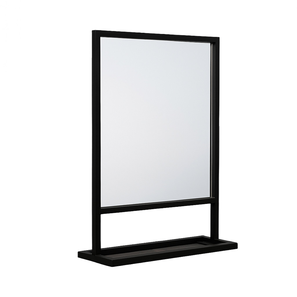 DARKO BL 80 Καθρέφτης Μπάνιου Darko80 με Μαύρο Μεταλλικό Πλαίσιο & Βάση Αποθήκευσης - Image 1