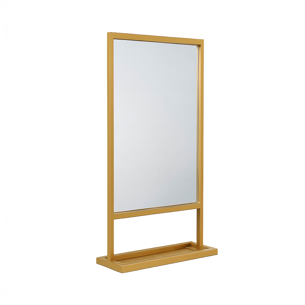 DARKO GOLD 60 Καθρέφτης Μπάνιου Darko60 με Χρυσό Μεταλλικό Πλαίσιο & Βάση Αποθήκευσης - Image 1