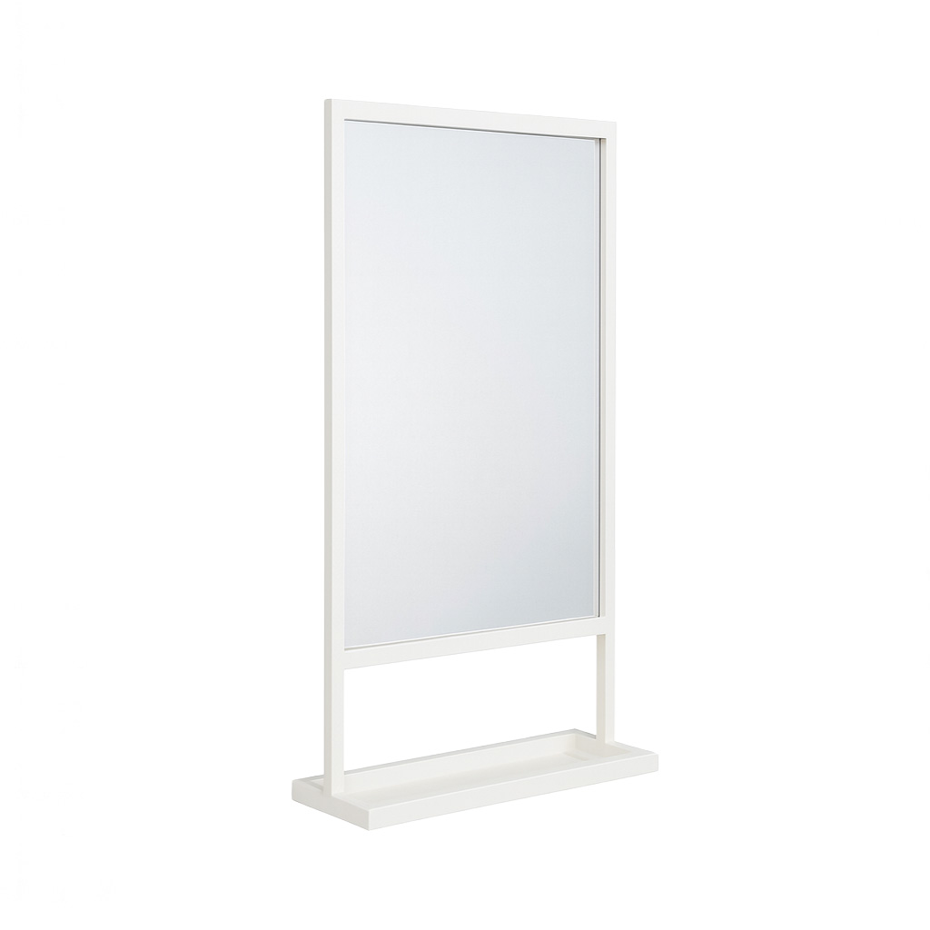 DARKO WHITE 60 Καθρέφτης Μπάνιου Darko60 με Λευκό Μεταλλικό Πλαίσιο & Βάση Αποθήκευσης - Image 1