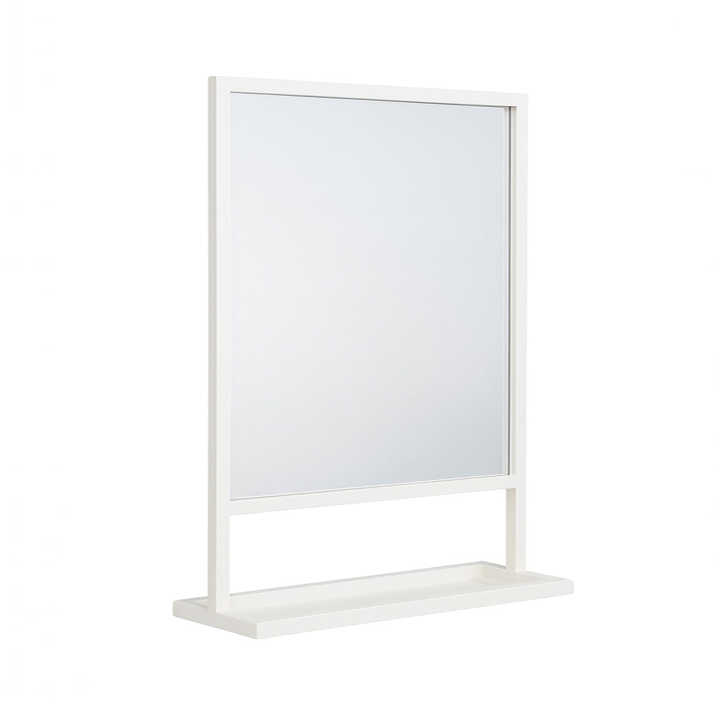 DARKO WHITE 80 Καθρέφτης Μπάνιου Darko 80 cm με Λευκό Μεταλλικό Πλαίσιο & Βάση Αποθήκευσης - Image 1