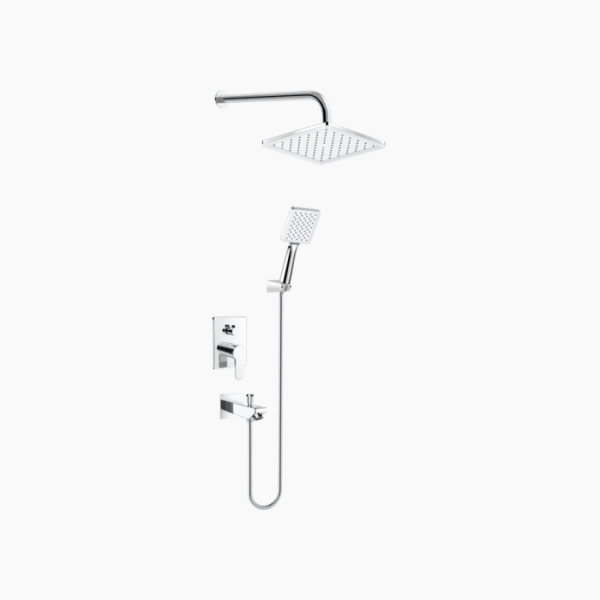 Σετ Εντοιχισμού Τετράγωνη Διπλής Ροής με Διανομέα Ορειχάλκινο DM-2711 Χρώμιο