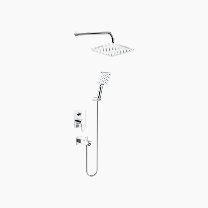 DM-2711-700x700 Σετ Εντοιχισμού Τετράγωνη Διπλής Ροής με Διανομέα Ορειχάλκινο DM-2711 Χρώμιο - Image 1