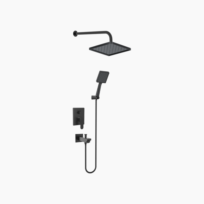 DM-2724-700x700 Σετ Εντοιχισμού Τετράγωνη Διπλής Ροής με Διανομέα Ορειχάλκινο DM-2724 Μαύρο - Image 1