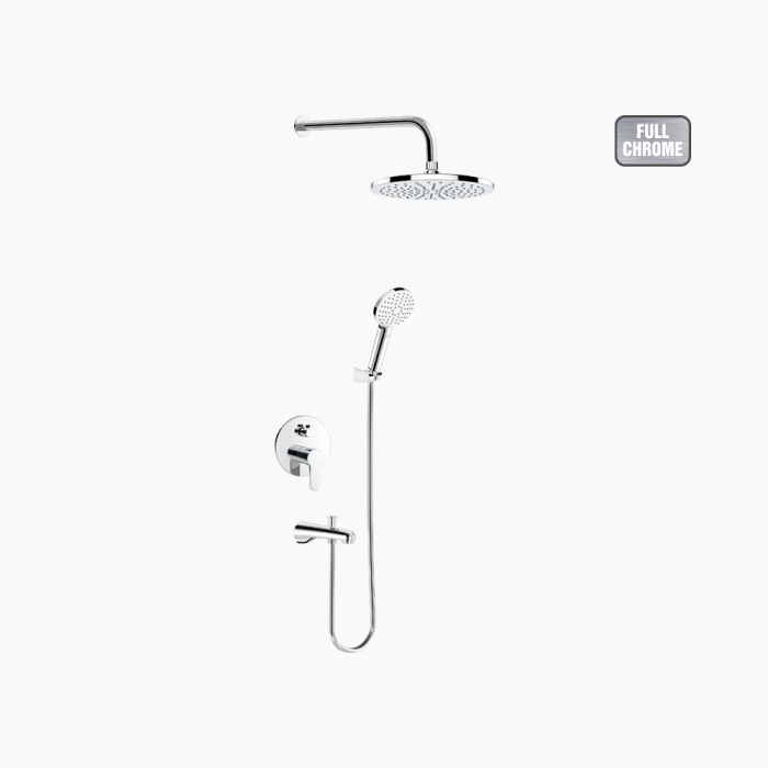 DM-2730-700x700 Σετ Εντοιχισμού Στρόγγυλη Διπλής Ροής με Διανομέα Ορειχάλκινο DM-2730 Χρώμιο - Image 1