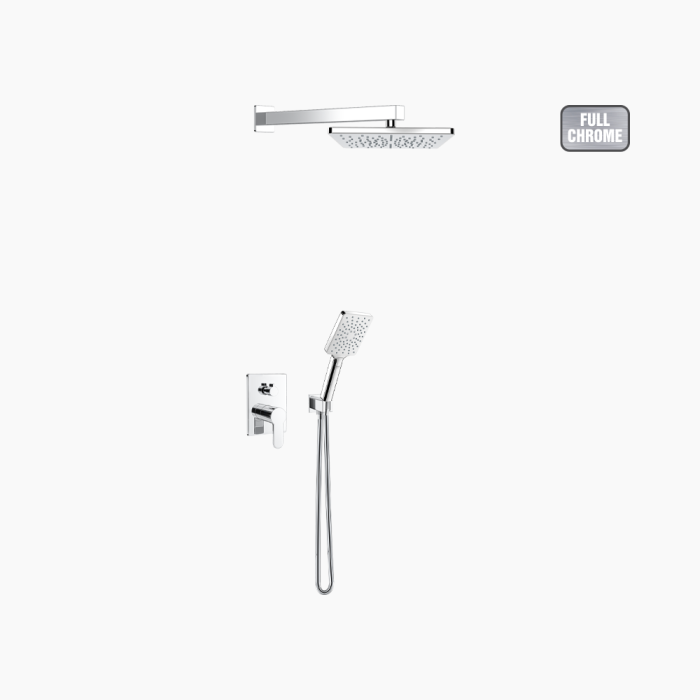 DM-2732-700x700 Σετ Εντοιχισμού Τετράγωνη Διπλής Ροής με Διανομέα Ορειχάλκινο DM-2732 Χρώμιο - Image 1