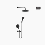 Σετ Εντοιχισμού Στρόγγυλη Διπλής Ροής με Διανομέα Ορειχάλκινο DM-2741 Μαύρο