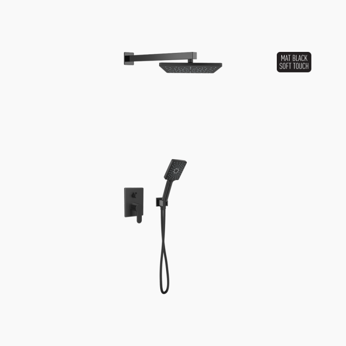 DM-2743-700x700 Σετ Εντοιχισμού Τετράγωνη Διπλής Ροής με Διανομέα Ορειχάλκινο DM-2743 Μαύρο - Image 1