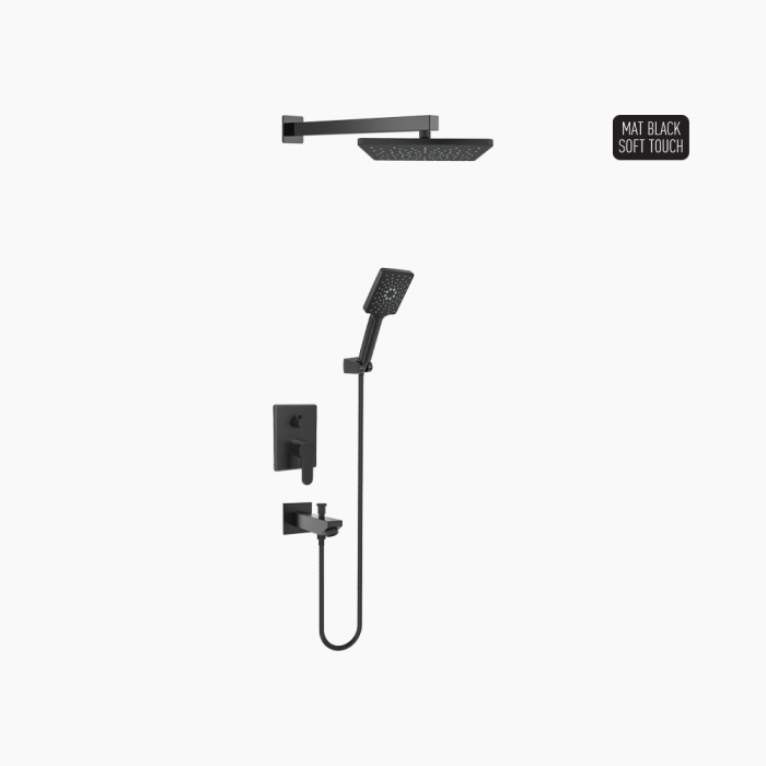 DM-2745-700x700 Σετ Εντοιχισμού Τετράγωνη Διπλής Ροής με Διανομέα Ορειχάλκινο DM-2745 Μαύρο - Image 1