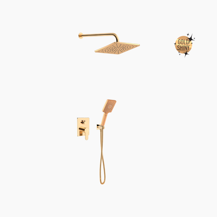 DM-2747-700x700 Σετ Εντοιχισμού Τετράγωνη Διπλής Ροής με Διανομέα Ορειχάλκινο DM-2747 Χρυσό - Image 1