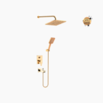 Σετ Εντοιχισμού Τετράγωνη Διπλής Ροής με Διανομέα Ορειχάλκινο DM-2749 Χρυσό