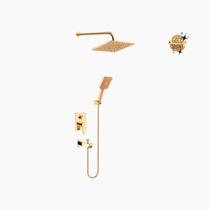 DM-2749-700x700 Σετ Εντοιχισμού Τετράγωνη Διπλής Ροής με Διανομέα Ορειχάλκινο DM-2749 Χρυσό - Image 1