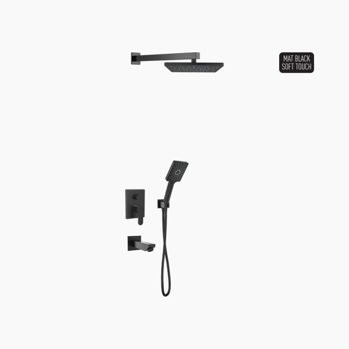 DM-2775-700x700 Σετ Εντοιχισμού Τετράγωνη Τριπλής Ροής με Διανομέα Ορειχάλκινο DM-2775 Μαύρο - Image 1