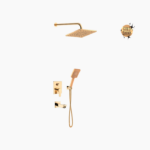 Σετ Εντοιχισμού Τετράγωνη Τριπλής Ροής με Διανομέα Ορειχάλκινο DM-2777 Χρυσό