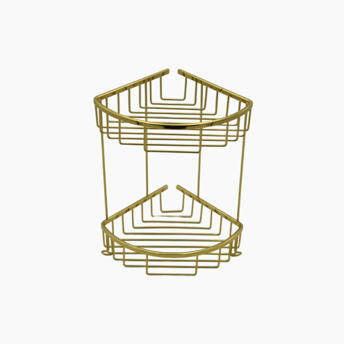 GOLD SEPET-700x700 Γωνιακή ραφιέρα μπάνιου με 2 ράφια 20x20 cm σε χρυσό χρώμα - Image 1