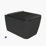 Λεκάνη Κρεμαστή Πορσελάνης Cerastyle Hera Rimless με Μπιντέ 019707-97 Ματ Μαύρο Σετ