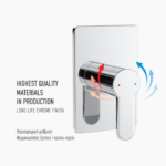 Σετ Εντοιχισμού Τετράγωνης Μονής Ροής Ορειχάλκινο DM-2659 Χρώμιο - Image 4