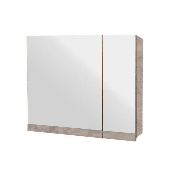 Κρεμαστό Ντουλάπι Μπάνιου Vista70 με Διπλό Καθρέφτη & Επένδυση Μελαμίνης Με Όψη Τσιμέντου Σε Ανοιχτό Χρώμα