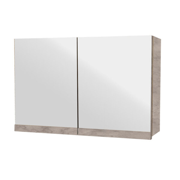 Κρεμαστό Ντουλάπι Μπάνιου Vista90 με Διπλό Καθρέφτη & Επένδυση Μελαμίνης Με Όψη Τσιμέντου Σε Ανοιχτό Χρώμα