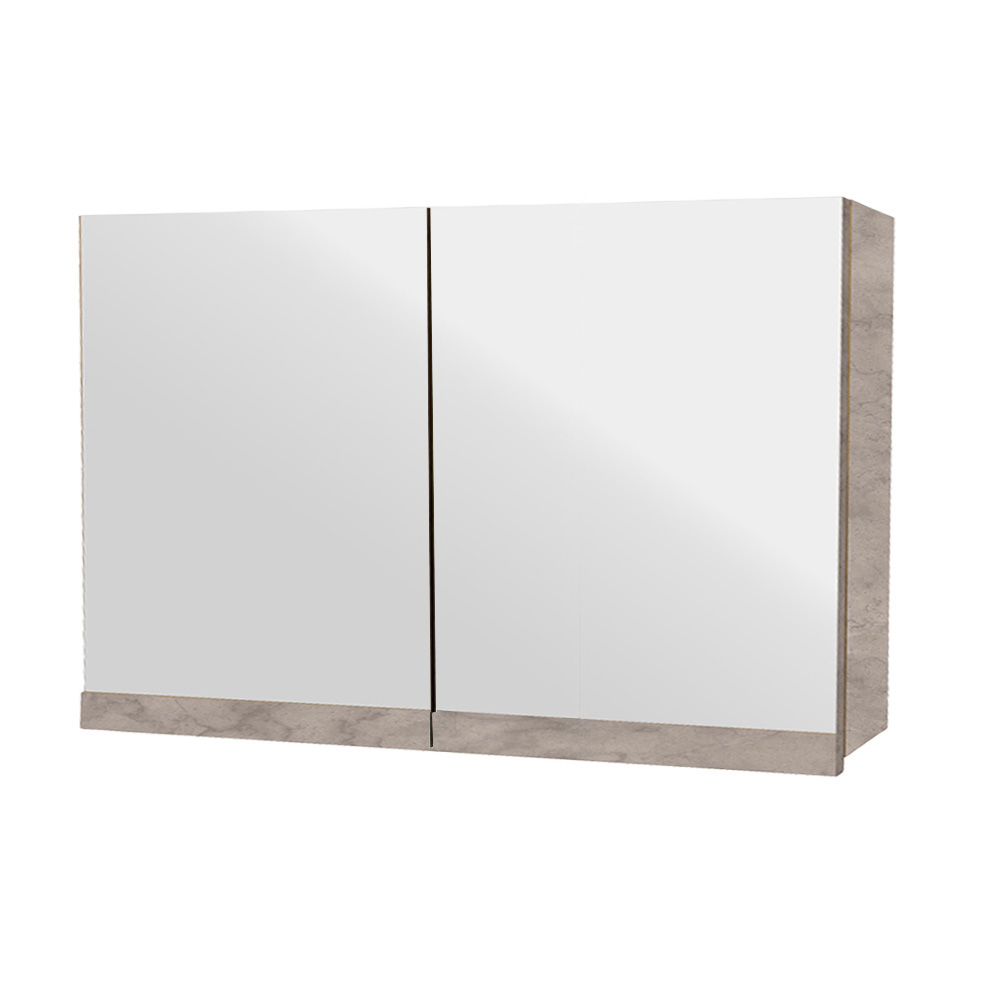 K538 b Κρεμαστό Ντουλάπι Μπάνιου Vista90 με Διπλό Καθρέφτη & Επένδυση Μελαμίνης Με Όψη Τσιμέντου Σε Ανοιχτό Χρώμα - Image 1