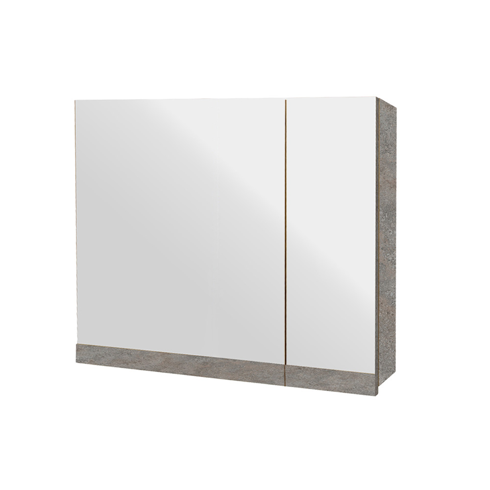 K540 Κρεμαστό Ντουλάπι Μπάνιου Vista70 με Διπλό Καθρέφτη & Επένδυση Μελαμίνης Με Όψη Τσιμέντου Σε Σκούρο Χρώμα - Image 1
