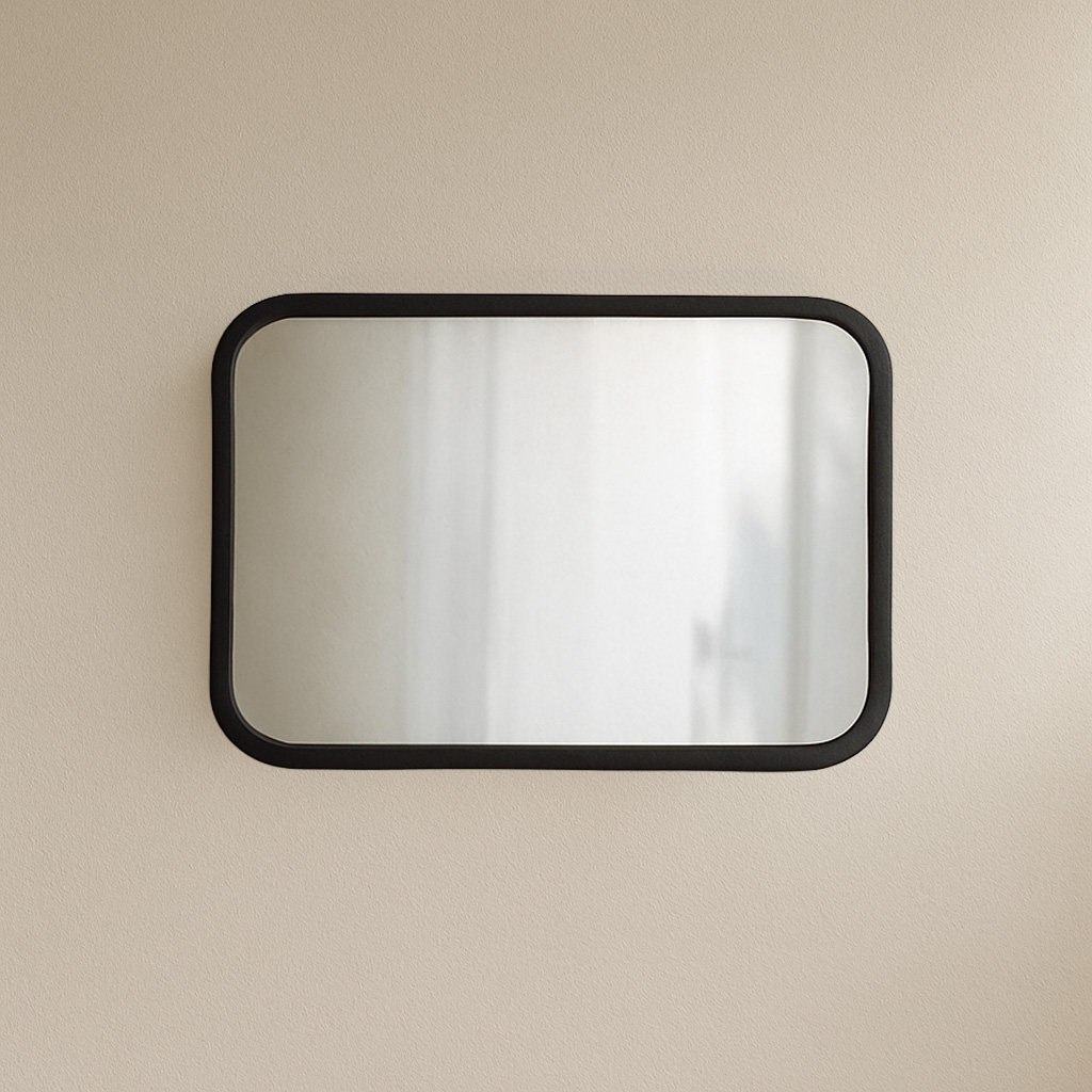 MAJESTIC 90X70 BLACK Minimal Καθρέφτης MAJESTIC 90X70cm ορθογώνιος με μαύρη κορνίζα - Image 1