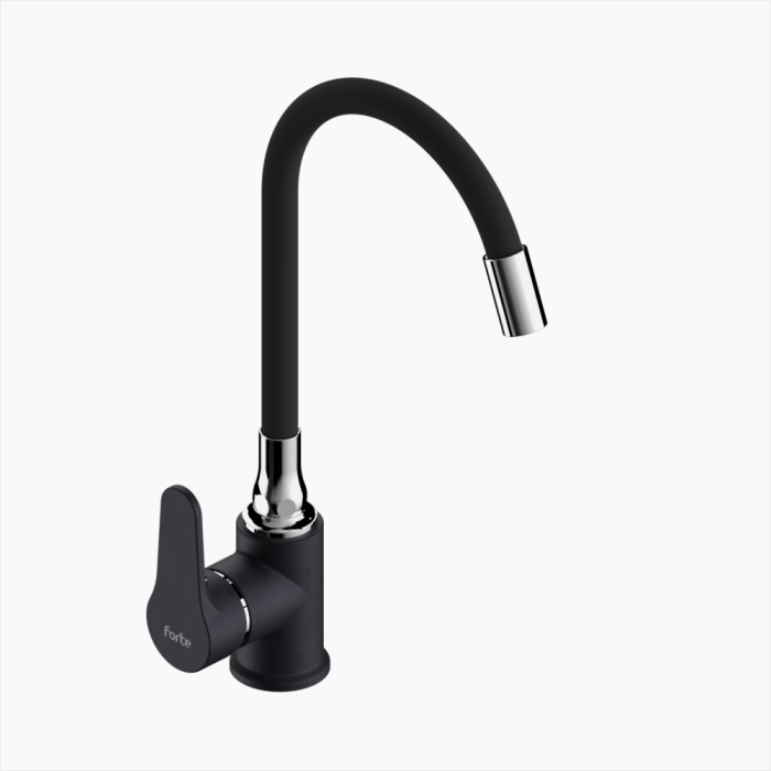 M_2404-BLC-FLX-BLC-700x700 Μπαταρία Κουζίνας Ορειχάλκινη με Ελαστικό Ρουξούνι Forte M 2404-BLC Flex Ματ Μαύρο - Image 1