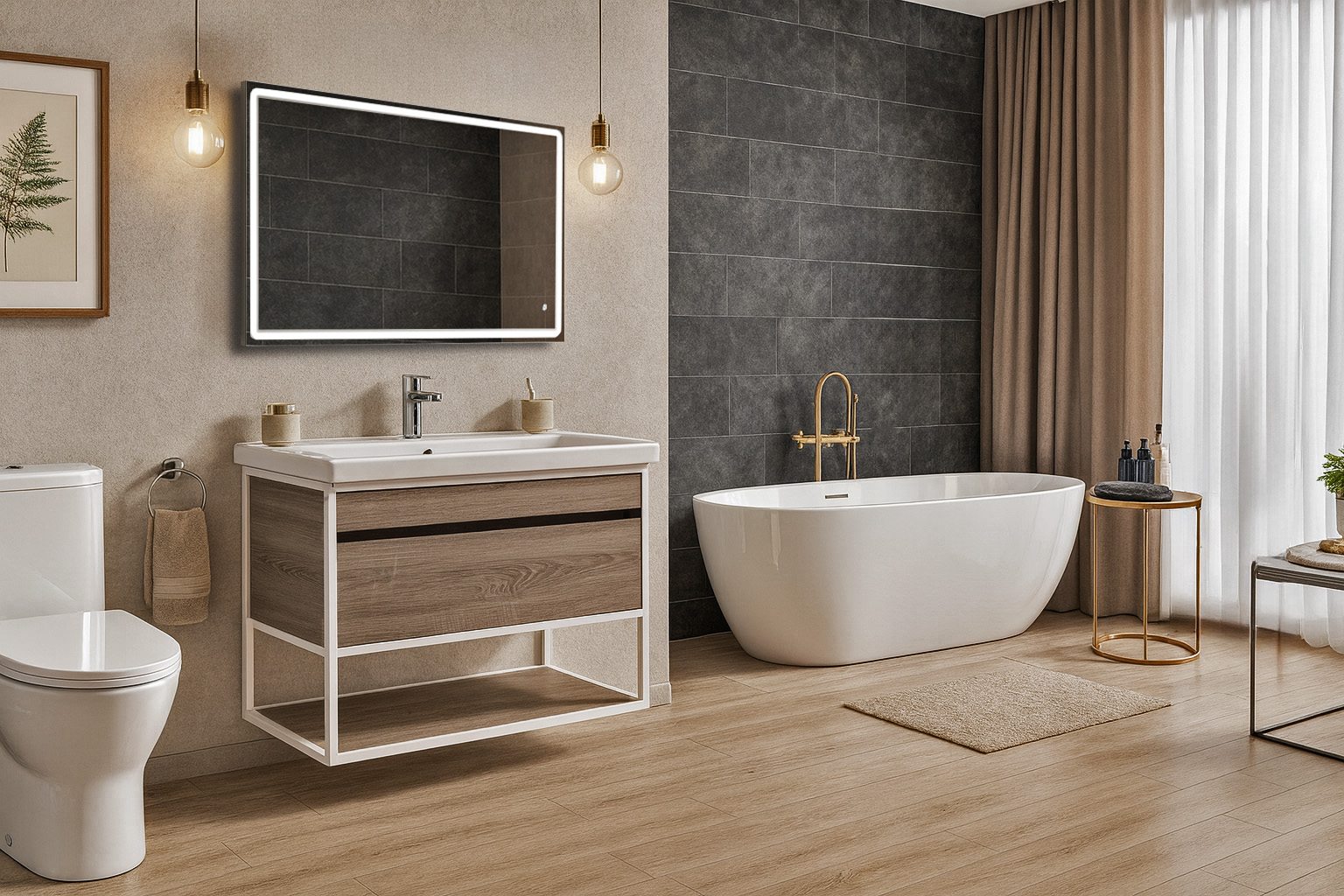 Narciso 90 100 5194 DECOR ΕΠΙΠΛΟ ΜΠΑΝΙΟΥ 5194-NARCISO 100 cm ΣΕ ΑΝΟΙΧΤΗ ΑΠΟΧΡΩΣΗ ΞΥΛΟΥ - Image 1