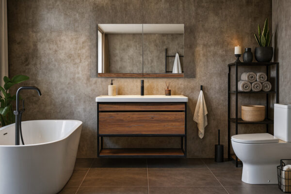 ΕΠΙΠΛΟ ΜΠΑΝΙΟΥ K545-NARCISO 100 cm ΣΕ ΑΠΟΧΡΩΣΗ ΚΑΡΥΔΙΑΣ ΜΕ ΡΑΦΙ