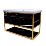 ΕΠΙΠΛΟ ΜΠΑΝΙΟΥ 7767-NARCISO 100 cm ΣΕ ΟΨΗ ΜΑΥΡΟΥ ΜΑΡΜΑΡΟΥ ΜΕ ΡΑΦΙ - Image 2