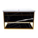 ΕΠΙΠΛΟ ΜΠΑΝΙΟΥ 7767-NARCISO 100 cm ΣΕ ΟΨΗ ΜΑΥΡΟΥ ΜΑΡΜΑΡΟΥ ΜΕ ΡΑΦΙ - Image 3