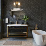 ΕΠΙΠΛΟ ΜΠΑΝΙΟΥ 7767-NARCISO 100 cm ΣΕ ΟΨΗ ΜΑΥΡΟΥ ΜΑΡΜΑΡΟΥ ΜΕ ΡΑΦΙ