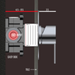 Μπαταρία Εντοιχισμού Τετράγωνη Μονής Ροής Ορειχάλκινο DM-2807 Χρώμιο - Image 3