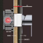 Μπαταρία Εντοιχισμού Τετράγωνη Μονής Ροής Ορειχάλκινο DM-2807 Χρώμιο - Image 2