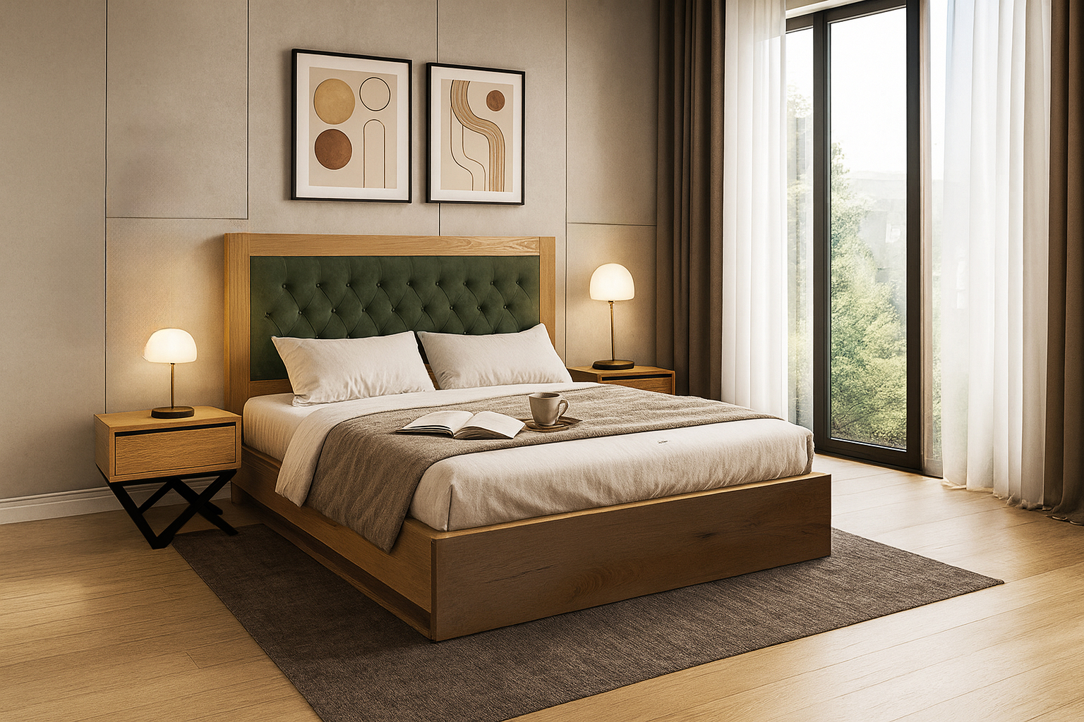 Prasino Mono K529 ΚΡΕΒΑΤΙ ΔΙΠΛΟ ROYAL Spitimade® - Image 1