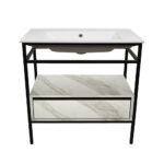 ΕΠΙΠΛΟ ΜΠΑΝΙΟΥ ZENOS PROGETTO ΠΛΑΤΟΥΣ 100 cm ΣΕ ΟΨΗ ΛΕΥΚΟΥ ΜΑΡΜΑΡΟΥ ΜΕ ΜΠΕΖ ΝΕΡΑ - Image 2