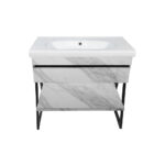 ΕΠΙΠΛΟ ΜΠΑΝΙΟΥ PROGETTO-OLTRE 100 cm ΣΕ ΟΨΗ ΛΕΥΚΟΥ ΜΑΡΜΑΡΟΥ ΜΕ ΜΠΕΖ ΝΕΡΑ - Image 4